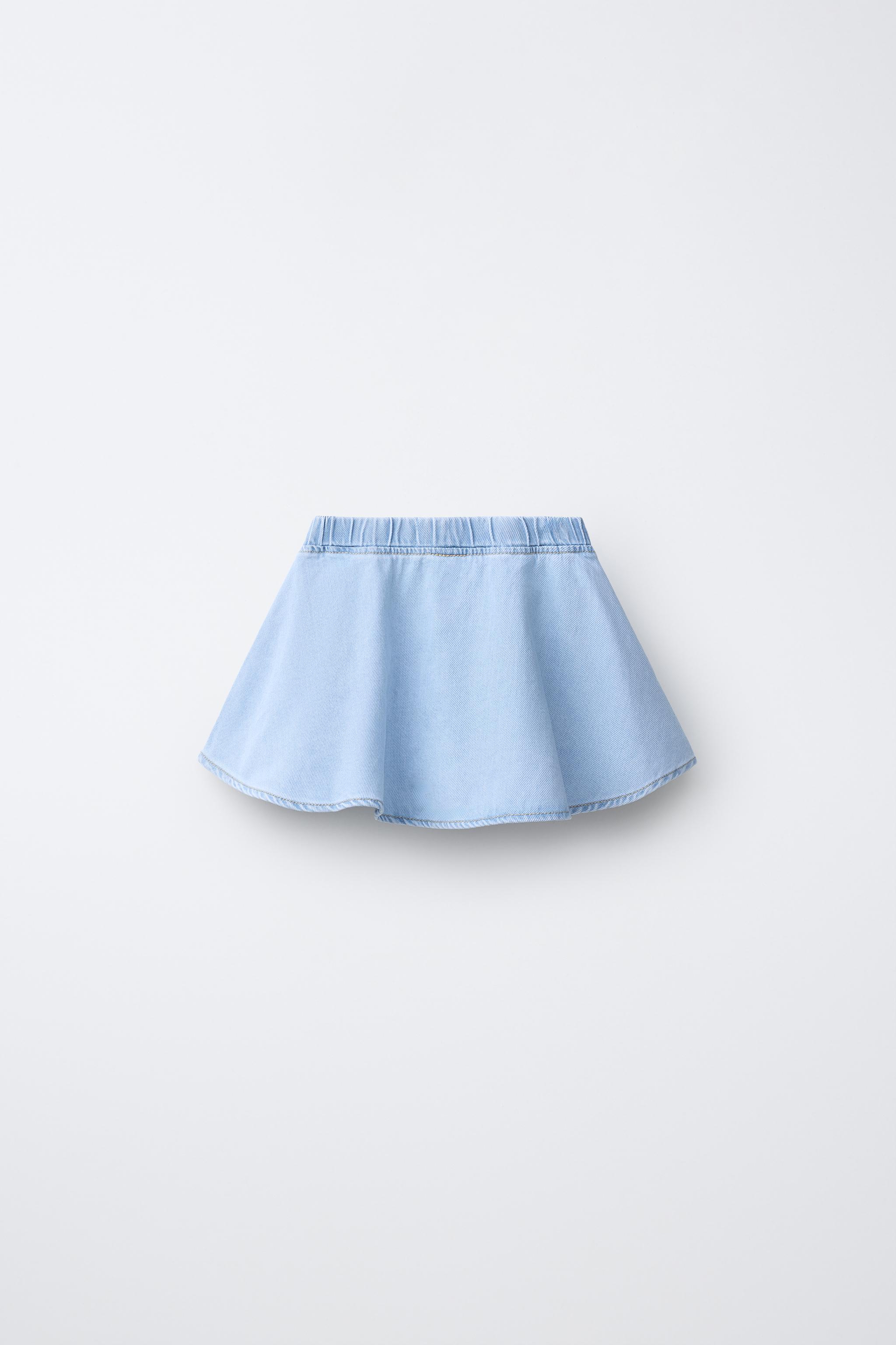 JUPE-SHORT EN JEAN FLEURIE