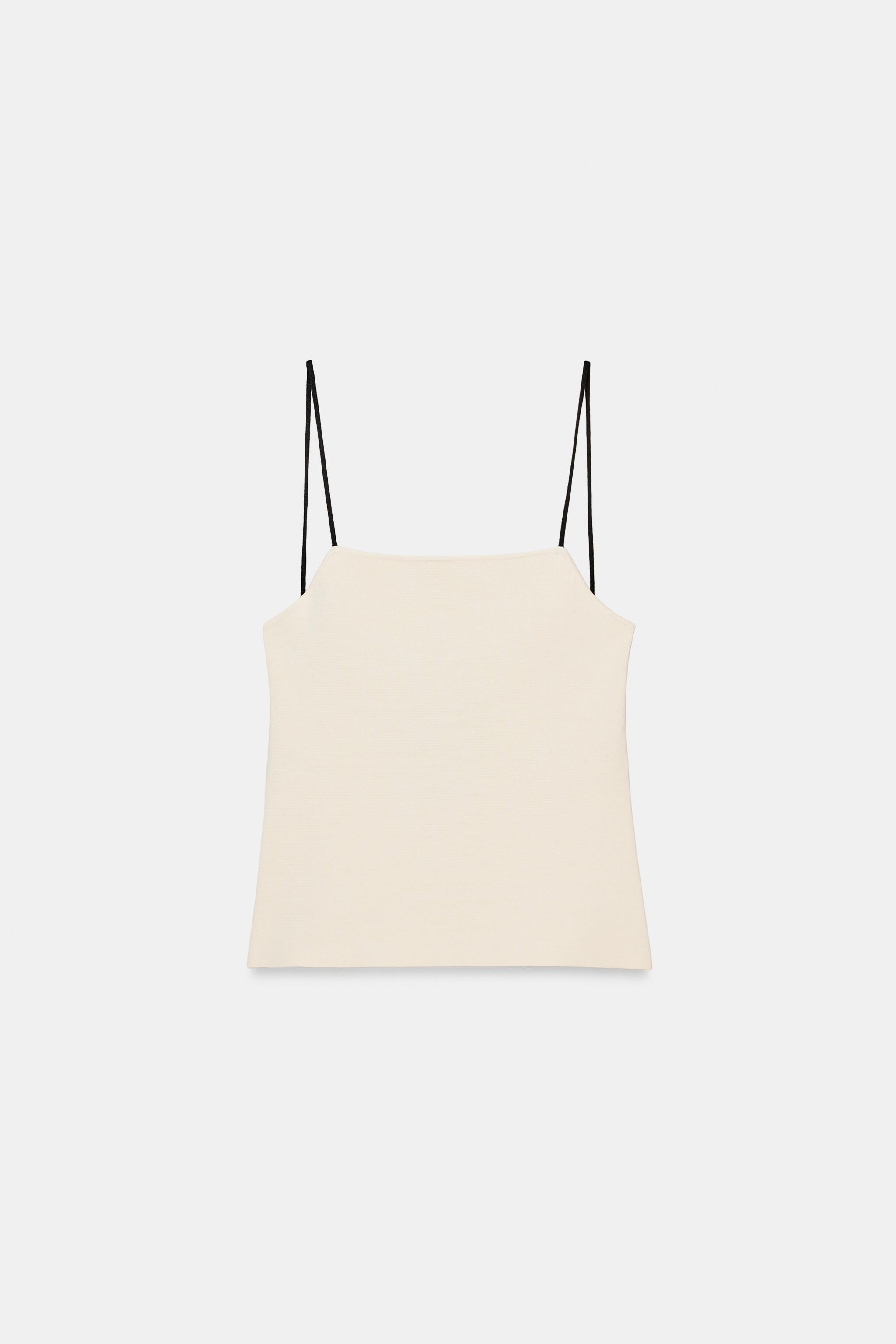 TOP DE MALHA COM ALÇAS CRUZADAS - Preto / Branco | ZARA Brasil