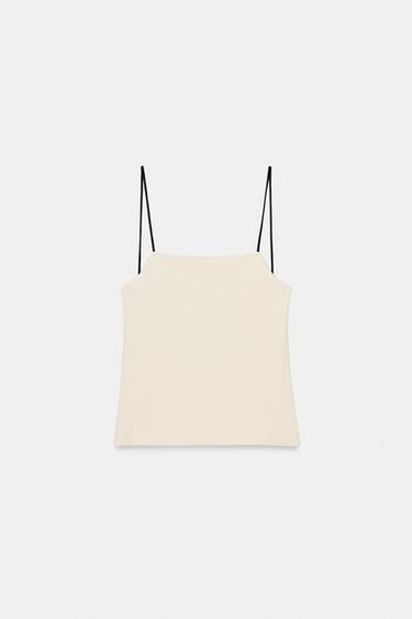 TOP PUNTO TIRANTES CRUZADOS - Negro / Blanco de Zara