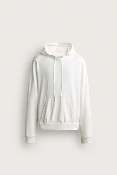 SUDADERA LIGERA CAPUCHA COMBINADO - Blanco de Zara