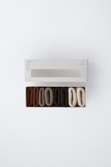 4-PACK OF COLOURED SOCKS IN A BOX - Brown by Zara