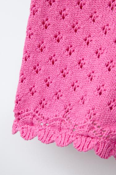 BERMUDA EN MAILLE FANTAISIE - Fuchsia de Zara - Image 3