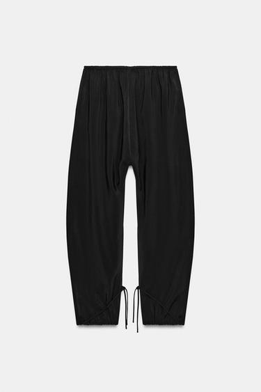 LOOSE FIT BAGGY TROUSERS WITH TIES - Black by Zara - Image 6