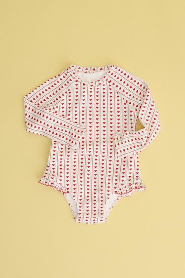 1-6 YEARS / HEART PRINT SWIMSUIT - Red by Zara