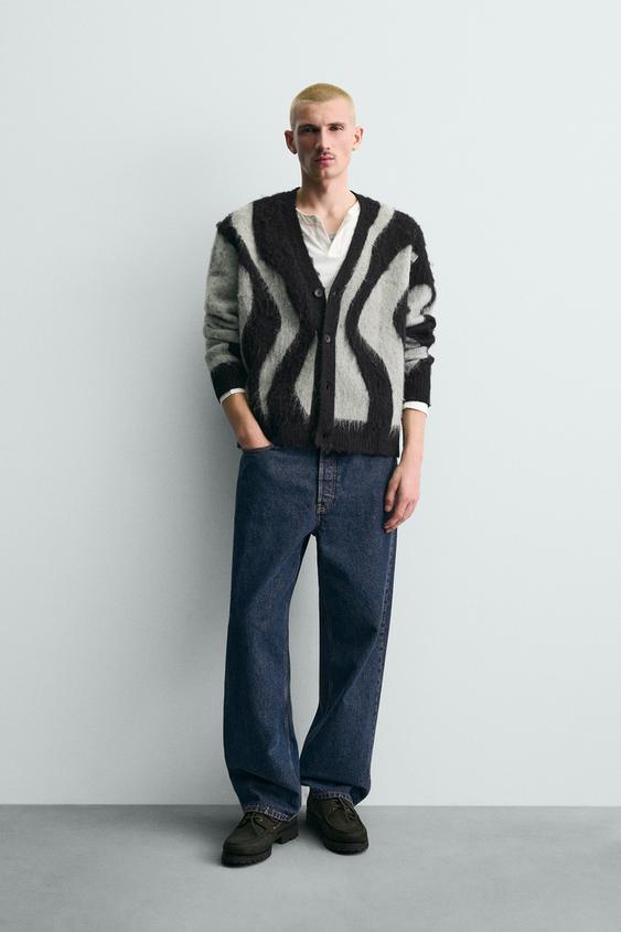 BRUSHED JACQUARD CARDIGAN