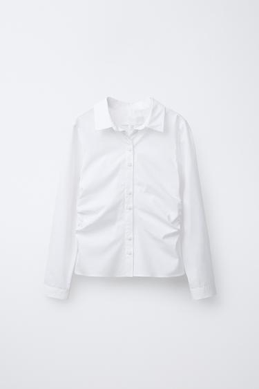 Zara SIDE RUCHED SHIRT - White
