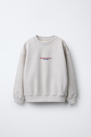 SUDADERA JASPEADA TEXTO - Gris vigoré de Zara - Imagen 0