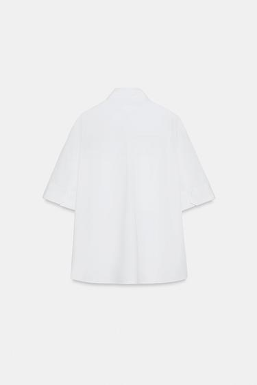 ZW COLLECTION POPLIN SHIRT WITH PLEATED FRONT - White by Zara - Image 6