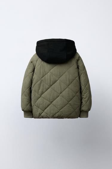 BLOUSON REMBOURRÉ À CAPUCHE BIMATIÈRE - Kaki de Zara - Image 3