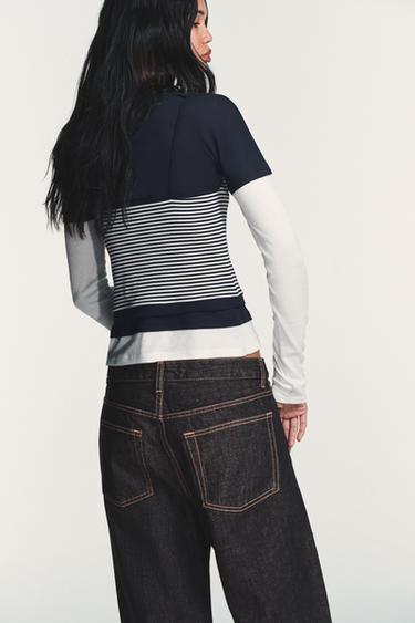 TRIPLE STRIPE EFFECT T-SHIRT - Navy blue by Zara - Image 3