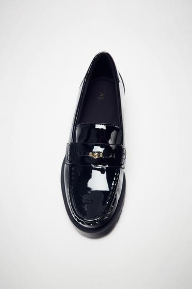 Zara PENNY PLATFORM LOAFERS - Black
