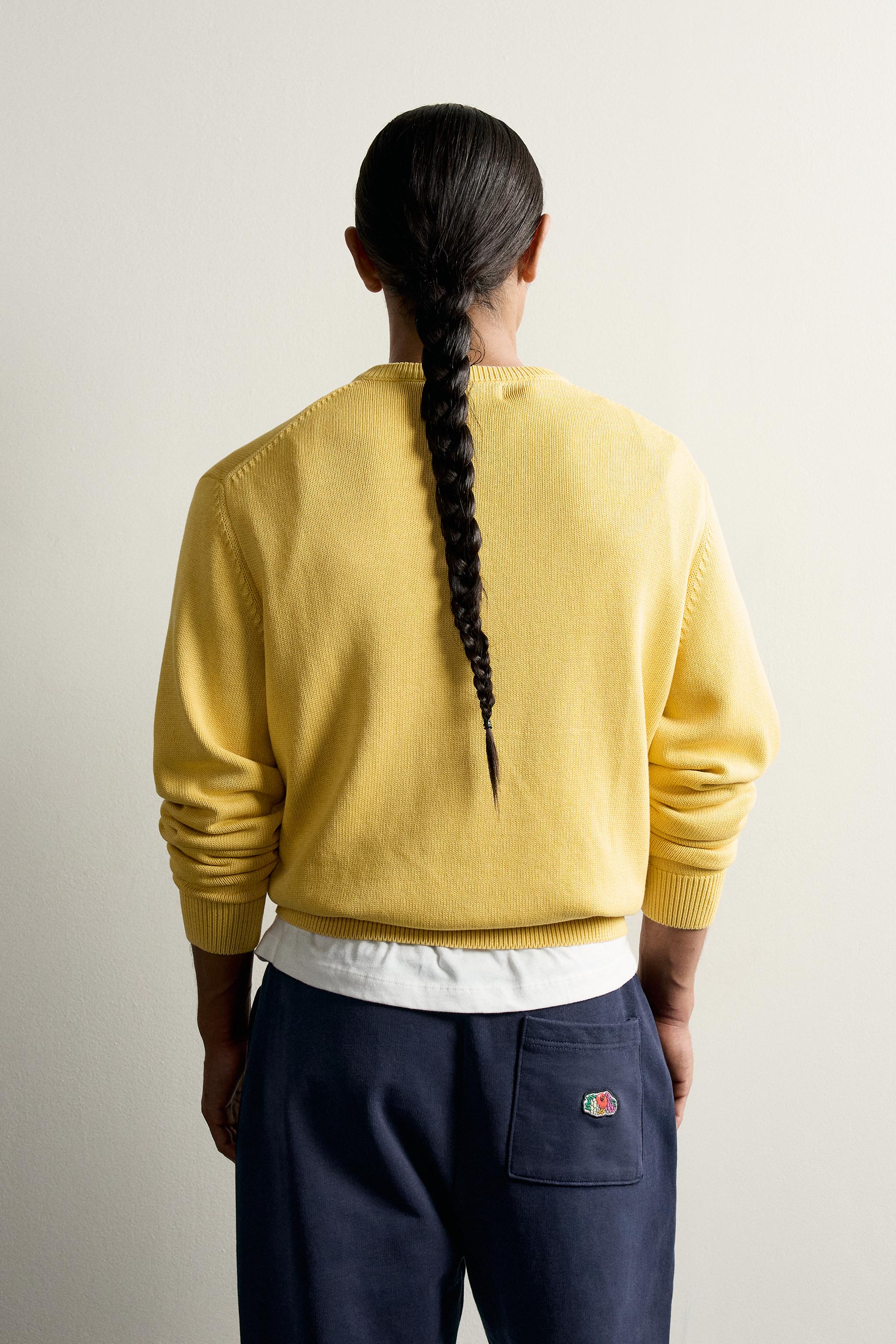 Zara FRUIT OF THE LOOM™ NAKIŞLI V YAKA PAMUKLU KAZAK görsel 3
