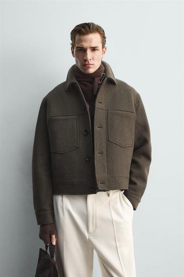 КУРТКА ИЗ СМЕСОВОЙ ШЕРСТИ. ЛИМИТИРОВАННАЯ СЕРИЯ — ТЕМНЫЙ ХАКИ от Zara