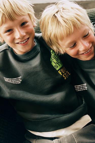 PRINTED SWEATSHIRT - Green by Zara