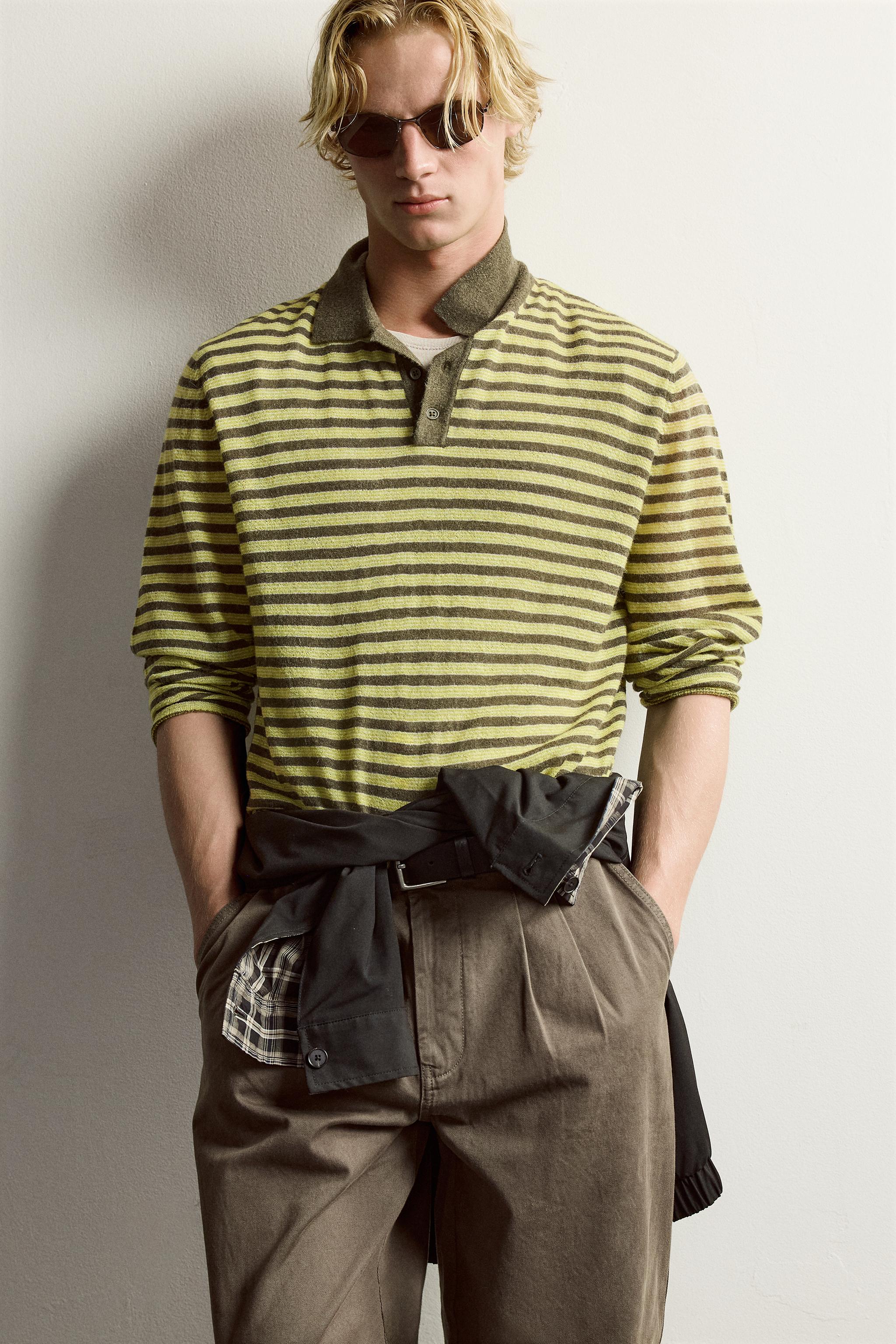 STRIPED JACQUARD KNIT POLO