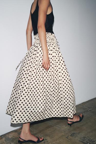 JUPE MIDI À POIS ZW COLLECTION - Écru de Zara - Image 3