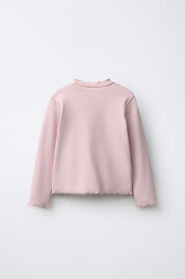 EMBROIDERED RIBBED T-SHIRT — Light pink 2