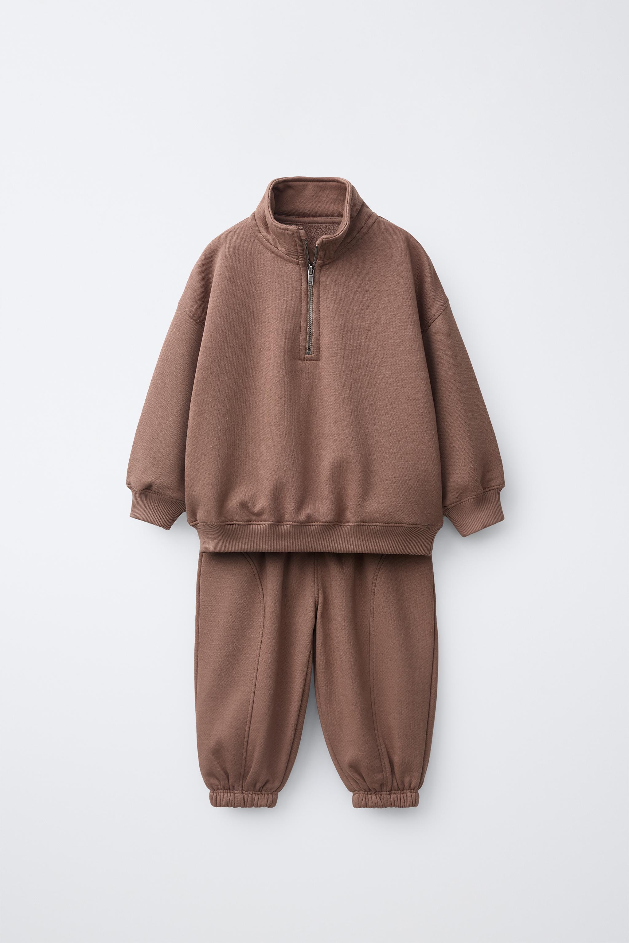 PLAIN JOGGER SWEATSHIRT AND TROUSERS SET — Dusty pink