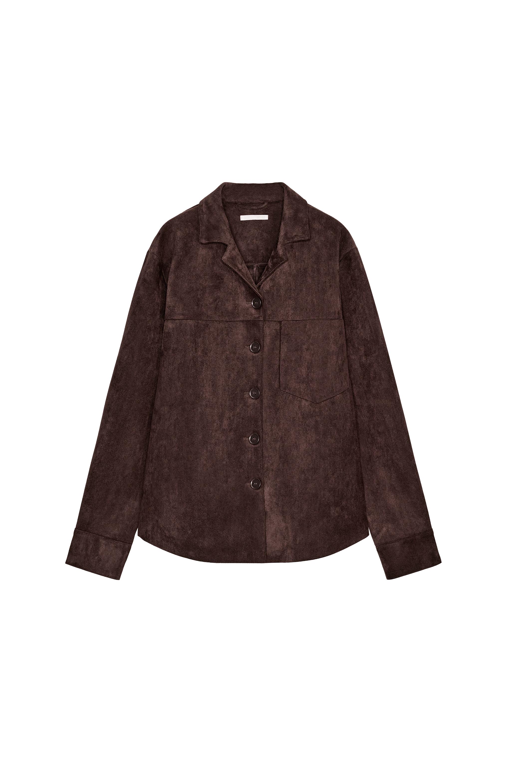 FAUX SUEDE OVERSHIRT - Chocolate brown | ZARA United States