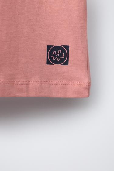 T-SHIRT WITH RAISED PRINT - Pink by Zara - Image 3