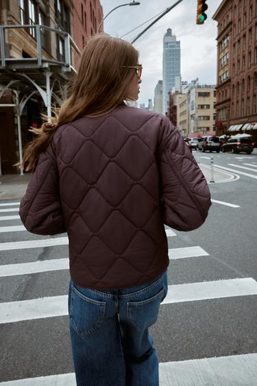 QUILTED JACKET WITH PATCH POCKETS - Burgundy by Zara - Image 3