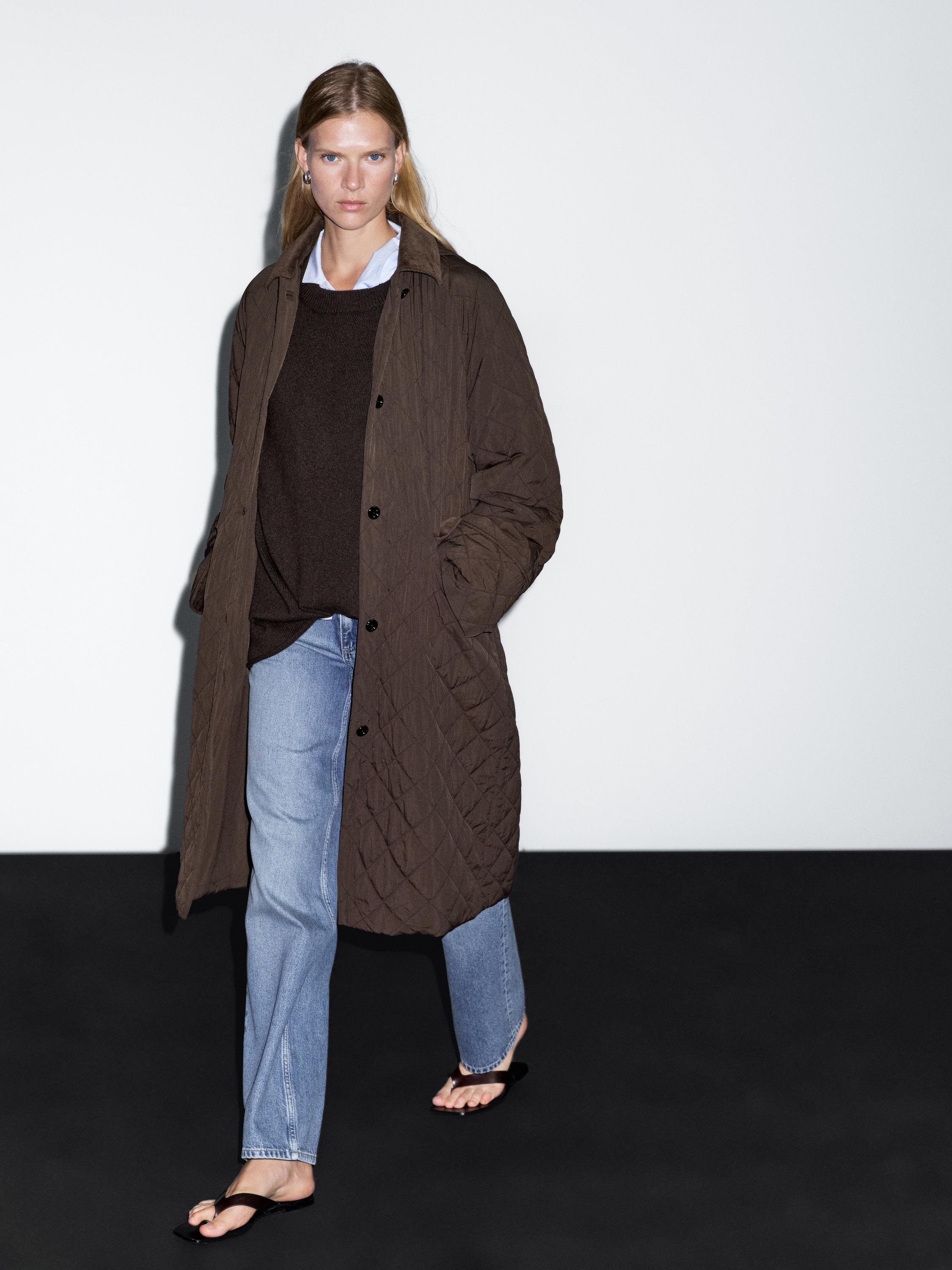 Manteau long détail velours côtelé