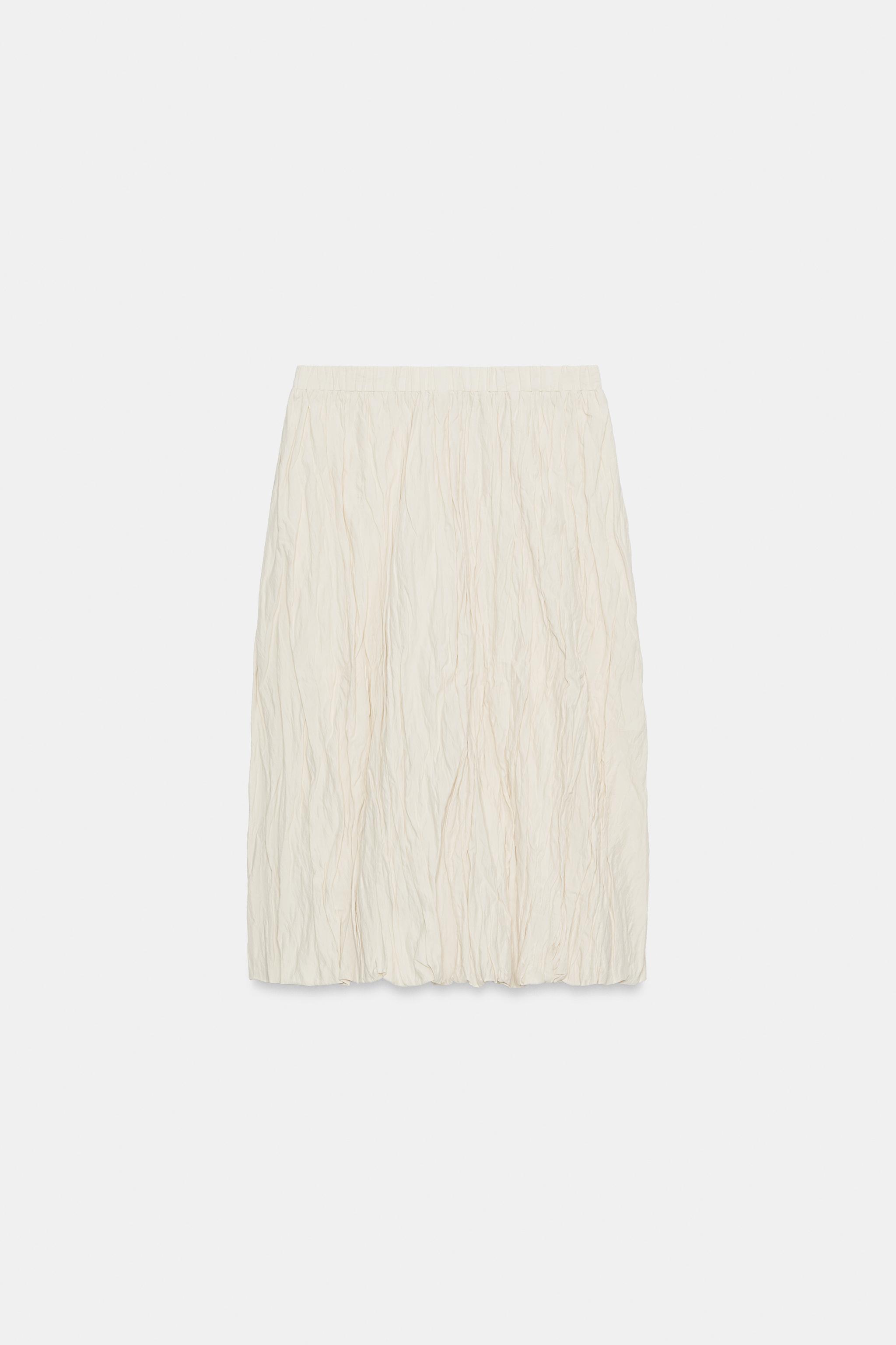 WRINKLED KNIT MIDI SKIRT