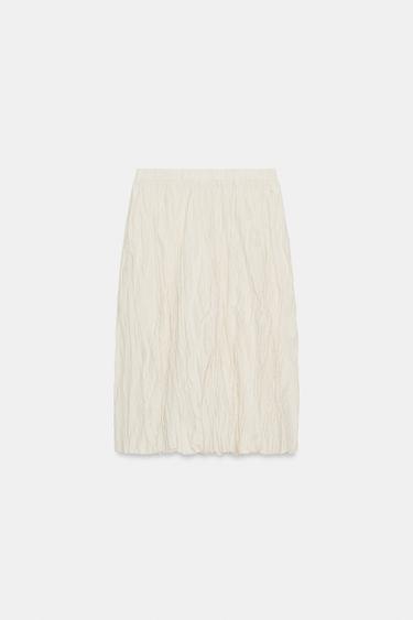 JUPE MI-LONGUE EN MAILLE EFFET FROISSÉ - Crème de Zara - Image 5