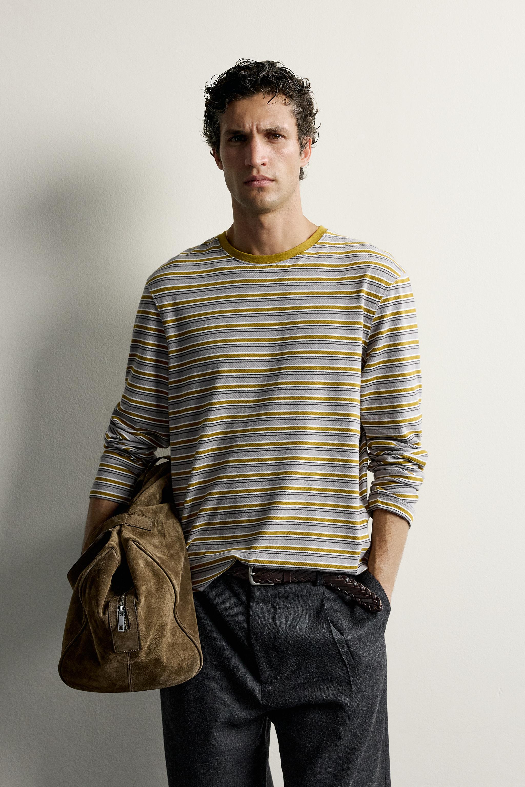 Regular Fit Striped Jacquard T-Shirt