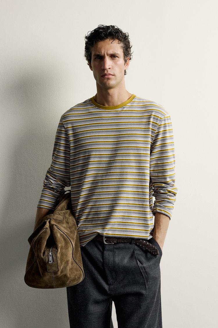 STRIPED JACQUARD REGULAR FIT T-SHIRT