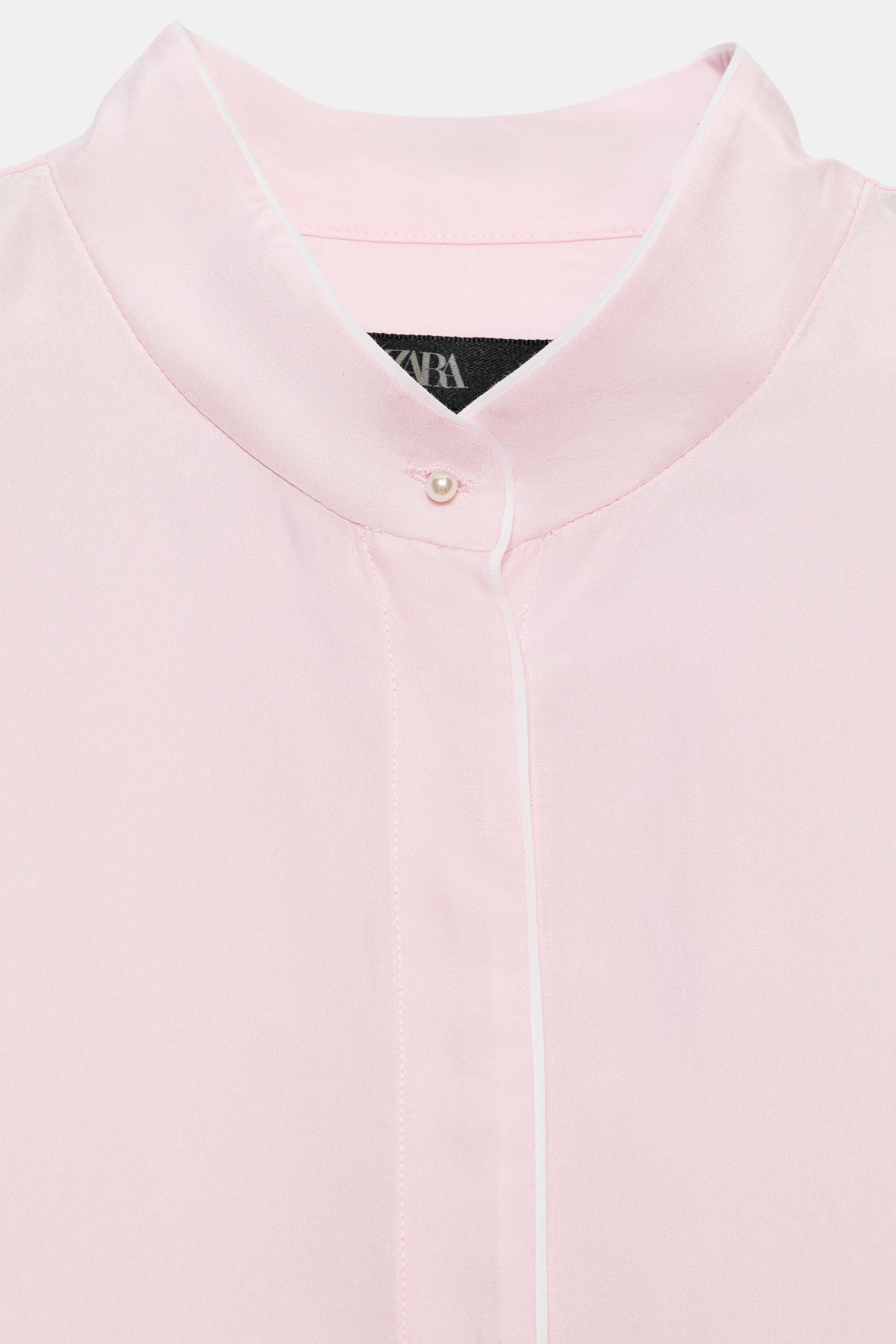 Женские рубашки Zara CONTRASTING SILK ZW COLLECTION SHIRT — фото 11