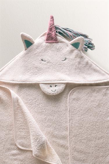 SERVIETTE DE BAIN À CAPUCHE LICORNE - Rose de Zara