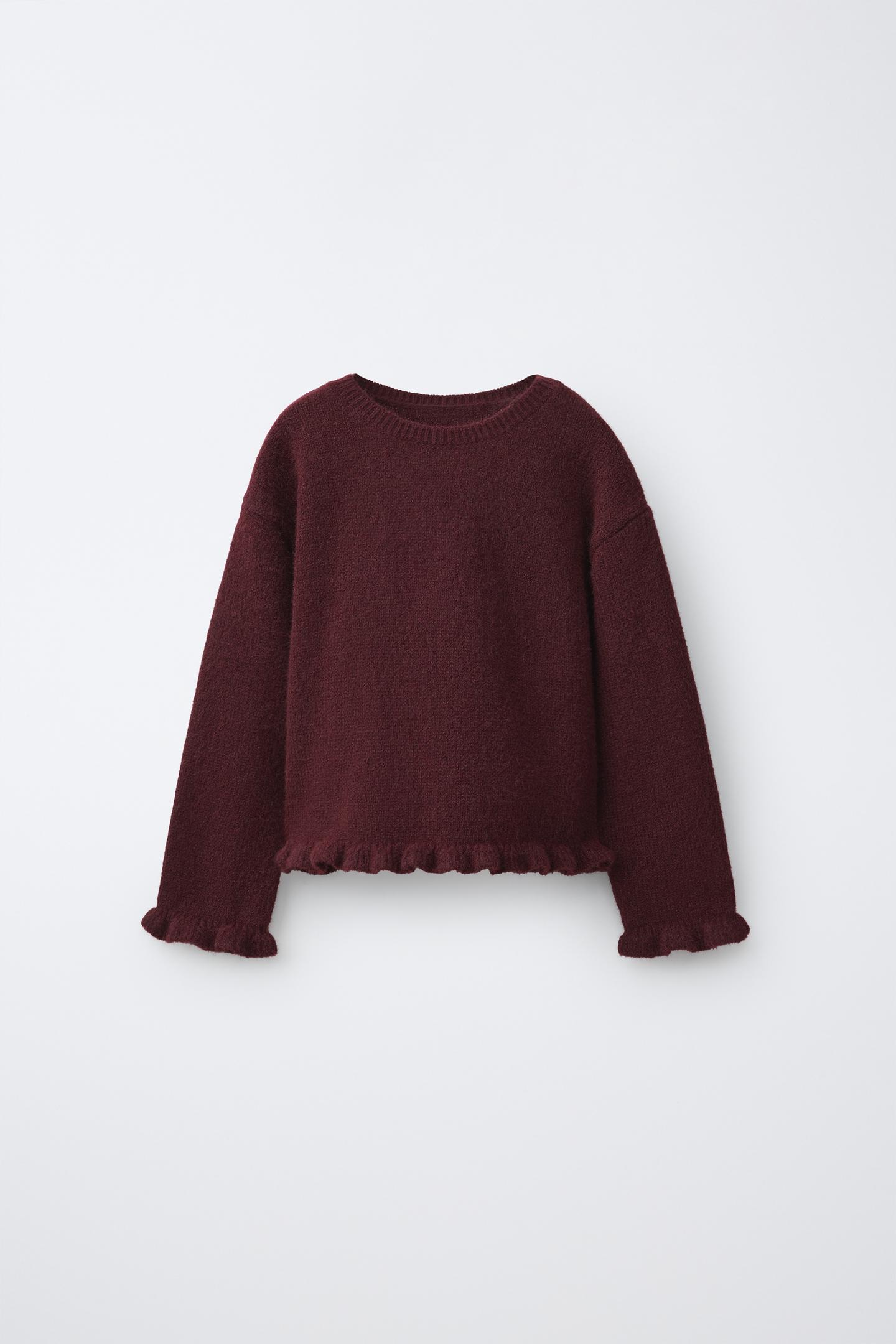 Детский свитер Zara Ruffle Knit Jumper, цвет: Бордовый — фото 1