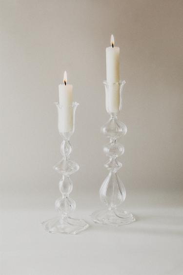 TRANSPARENT GLASS CANDLE HOLDER - Crystal by Zara