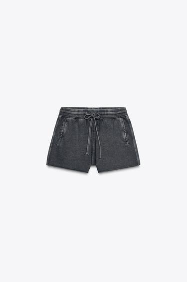 FADED-EFFECT FLEECE SHORTS - Dark grey by Zara