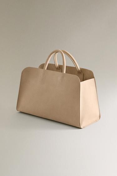 MINI SAC CABAS CUIR NUBUCK - Blanc écru de Zara - Image 3