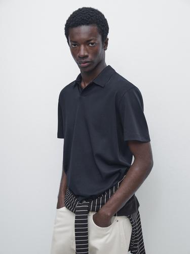 Zara 100% cotton short sleeve polo shirt - Navy blue