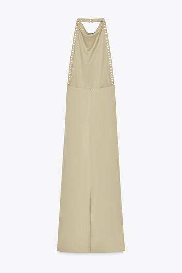 STUDDED HALTER DRESS - Grey green by Zara - Image 3
