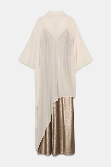 فستان ترتر طبقة ZW COLLECTION - بيج الخاص بـ Zara