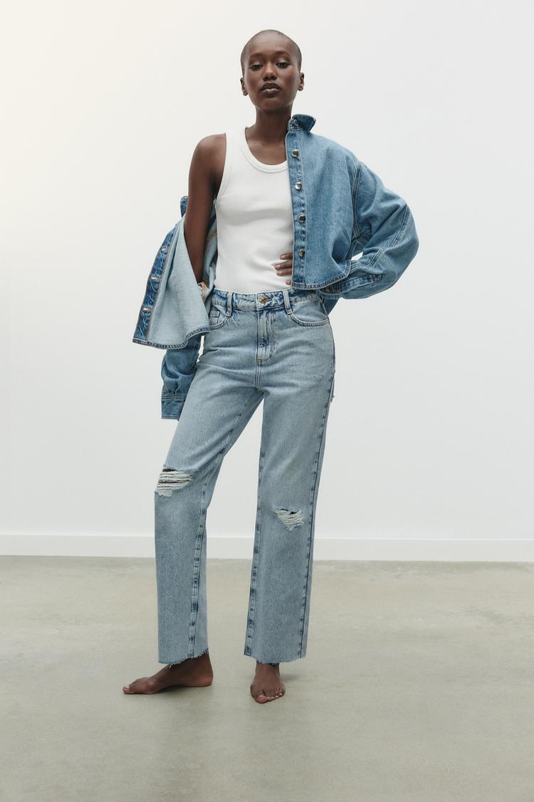 Zara Jean High Rise ZARA WOMEN HIGH RISE LONG LENGTH STRAIGHT CUT