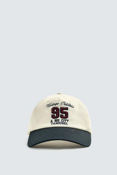 CONTRAST EMBROIDERY CAP - Ecru by Zara - Image 1