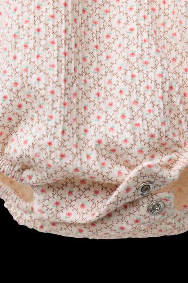 Zara LACE FLORAL PRINT BODYSUIT - Light ecru
