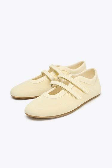 SATIN-EFFECT TOPSTITCHED BALLET FLATS - Yellow by Zara - Image 4