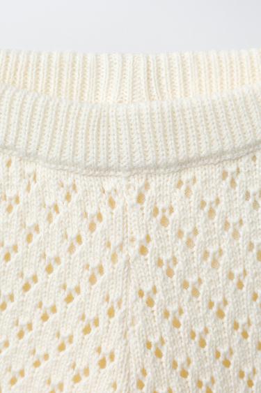 KNIT CULOTTES WITH CROCHET FLOWER - Ecru by Zara - Image 2