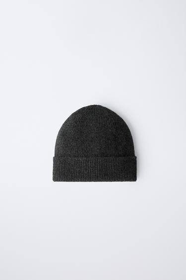 Zara RIBBED 100% CASHMERE HAT - Anthracite grey