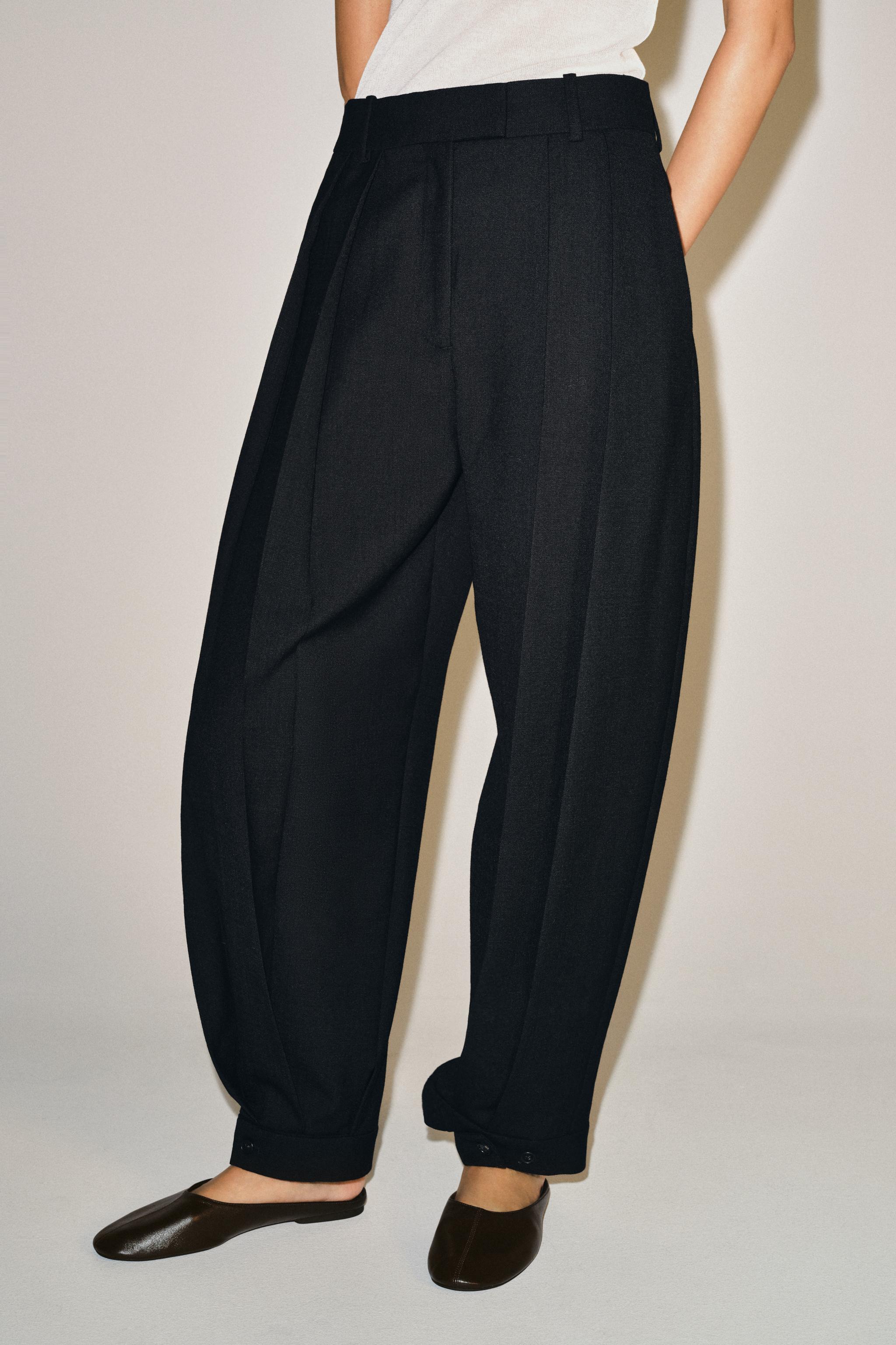 ZW COLLECTION PLEATED TROUSERS WITH TABS — Black