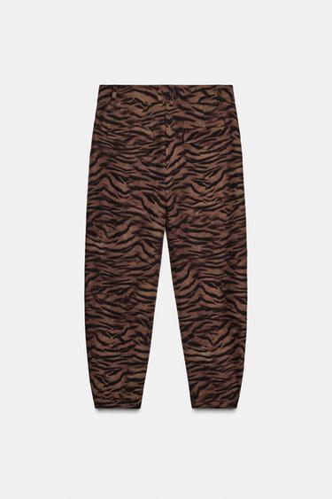 PANTALON BARREL IMPRIMÉ ANIMAL - Noir / Marron de Zara - Image 3