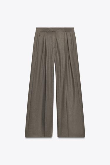 WIDE-LEG TROUSERS WITH DARTS ZW COLLECTION - brown vigore by Zara