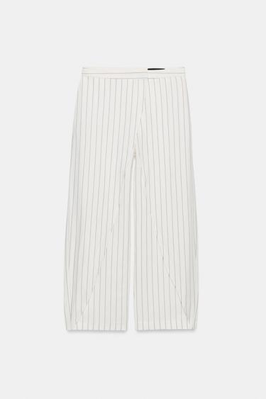 PANTALON PAREO À RAYURES AVEC LIN ZW COLLECTION - rayures de Zara - Image 4