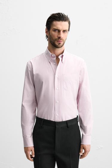 COTTON - SILK SHIRT - Red Stripe by Zara
